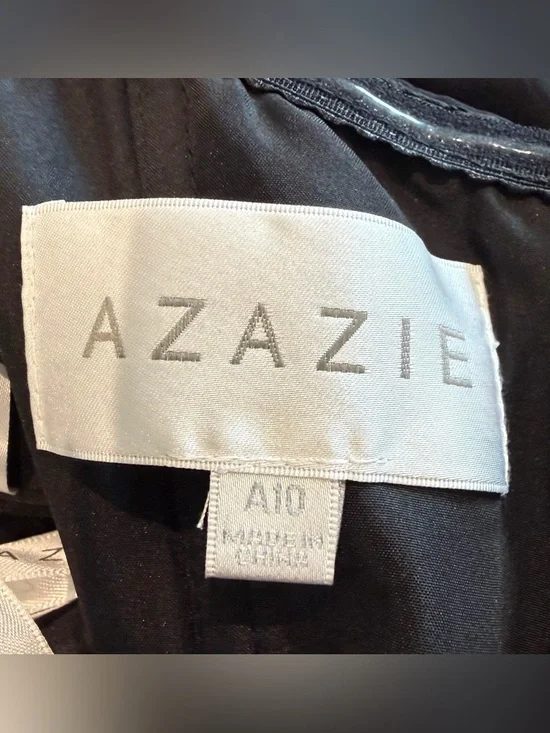 Azazie Saige A10 - Chiffon Elegant Black Strapless Evening Gown - Black - Picture 6 of 6